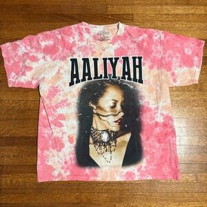 Aaliyah Graphic‎ Tie Dye T Shirt L Pink Vintage Style 100% Cotton Music Tee